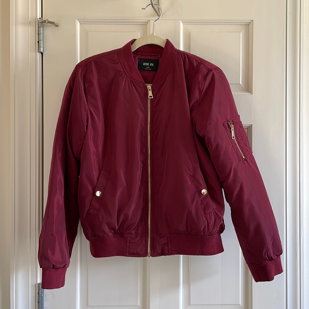 Maroon Bomber Jacket - image 1